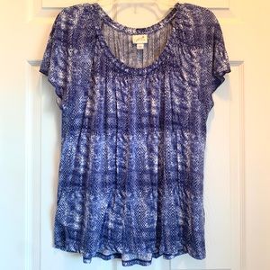 Blue Snake Print Short Sleeve Top